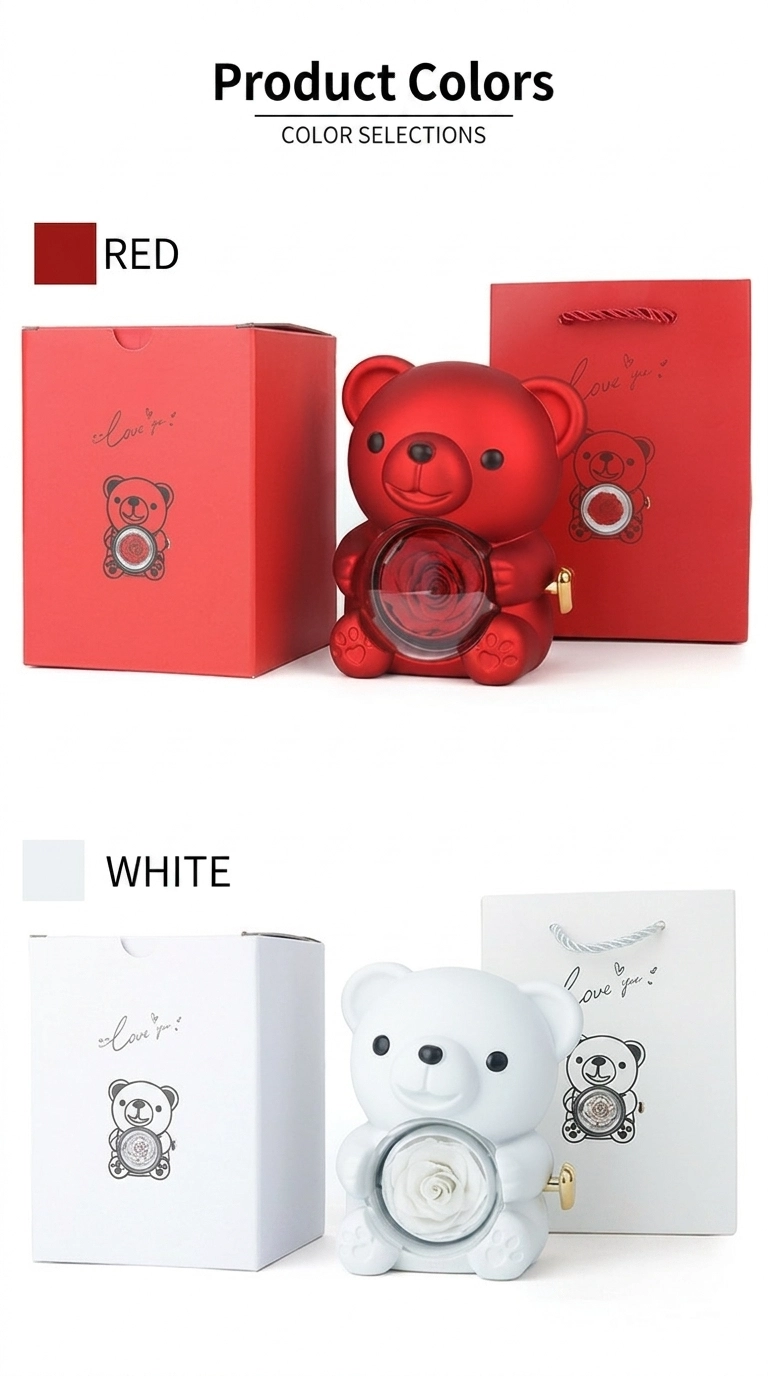 teddy bear rose box color selections